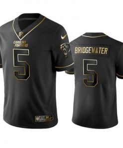 Carolina Panthers #5 Teddy Bridgewater Stitched NFL Vapor Untouchable Limited Black Golden Jersey