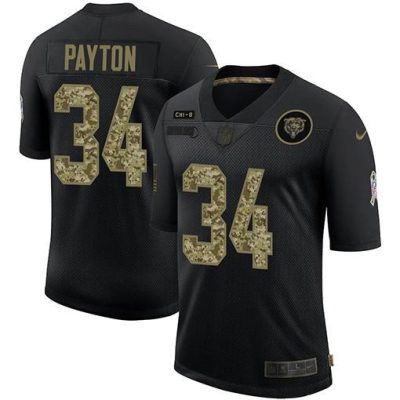 Chicago Bears #34 Walter Payton Nike 2020 Salute To Service Camo Limited NFL Jersey Black