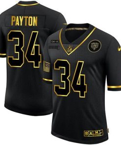 Chicago Bears #34 Walter Payton Nike 2020 Salute To Service Golden Limited NFL Jersey Black