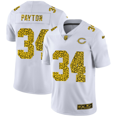 Chicago Bears #34 Walter Payton Nike Flocked Leopard Print Vapor Limited NFL Jersey White