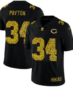 Chicago Bears #34 Walter Payton Nike Leopard Print Fashion Vapor Limited NFL Jersey Black