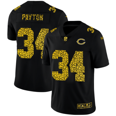 Chicago Bears #34 Walter Payton Nike Leopard Print Fashion Vapor Limited NFL Jersey Black