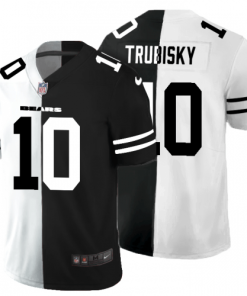 Chicago Chicago Bears #10 Mitchell Trubisky Black V White Peace Split Nike Vapor Untouchable Limited NFL Jersey