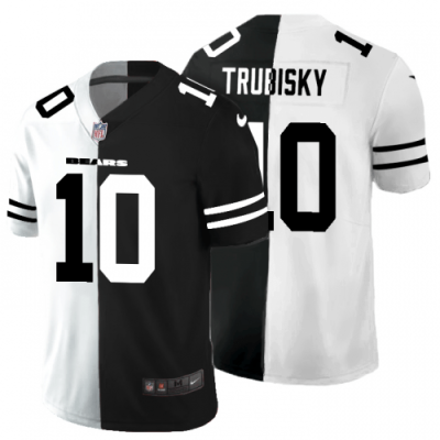 Chicago Chicago Bears #10 Mitchell Trubisky Black V White Peace Split Nike Vapor Untouchable Limited NFL Jersey