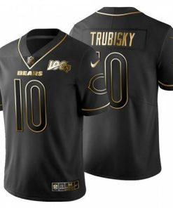 Chicago Chicago Bears #10 Mitchell Trubisky Nike Black Golden Limited NFL 100 Jersey