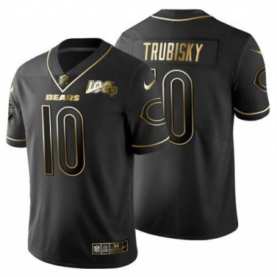 Chicago Chicago Bears #10 Mitchell Trubisky Nike Black Golden Limited NFL 100 Jersey