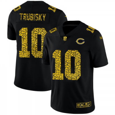 Chicago Chicago Bears #10 Mitchell Trubisky Nike Leopard Print Fashion Vapor Limited NFL Jersey Black