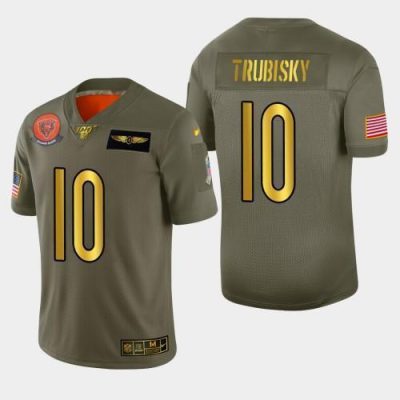 Chicago Chicago Bears #10 Mitchell Trubisky Nike Olive Gold 2019 Salute to Service Limited NFL 100 Jersey