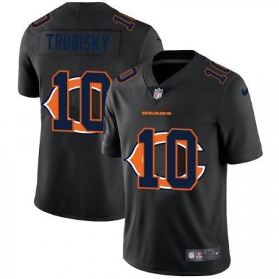 Chicago Chicago Bears #10 Mitchell Trubisky Nike Team Logo Dual Overlap Limited NFL Jersey Black