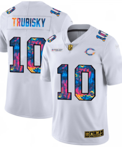 Chicago Chicago Bears #10 Mitchell Trubisky White Nike Multi-Color 2020 NFL Crucial Catch Limited NFL Jersey