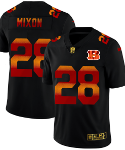Cincinnati Bengals #28 Joe Mixon Black Nike Red Orange Stripe Vapor Limited NFL Jersey