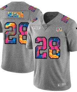 Cincinnati Bengals #28 Joe Mixon Nike Multi-Color 2020 NFL Crucial Catch NFL Jersey Greyheather