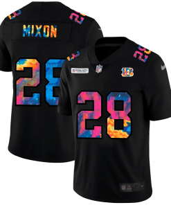 Cincinnati Bengals #28 Joe Mixon Nike Multi-Color Black 2020 NFL Crucial Catch Vapor Untouchable Limited Jersey