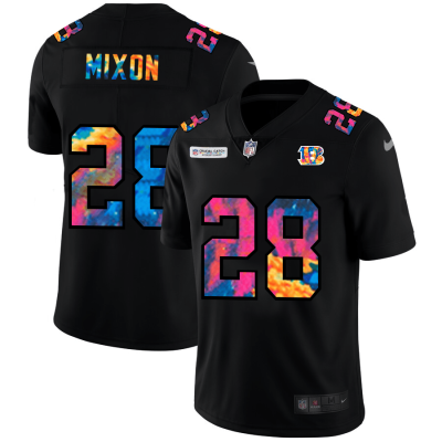 Cincinnati Bengals #28 Joe Mixon Nike Multi-Color Black 2020 NFL Crucial Catch Vapor Untouchable Limited Jersey