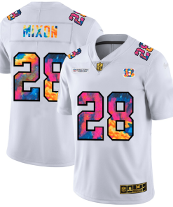 Cincinnati Bengals #28 Joe Mixon White Nike Multi-Color 2020 NFL Crucial Catch Limited NFL Jersey