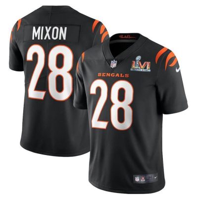 Cincinnati Bengals #28 Joe Mixon Black Super Bowl LVI Patch Nike Vapor Limited Jersey