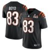 Cincinnati Bengals #83 Tyler Boyd Black Super Bowl LVI Patch Nike Vapor Limited Jersey