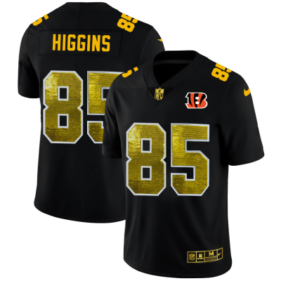 Cincinnati Bengals #85 Tee Higgins Black Nike Golden Sequin Vapor Limited NFL Jersey