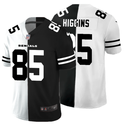 Cincinnati Bengals #85 Tee Higgins Black V White Peace Split Nike Vapor Untouchable Limited NFL Jersey