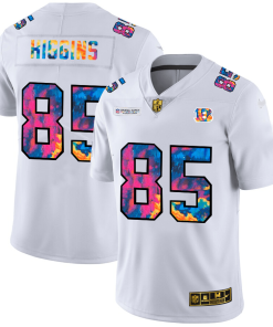 Cincinnati Bengals #85 Tee Higgins White Nike Multi-Color 2020 NFL Crucial Catch Limited NFL Jersey