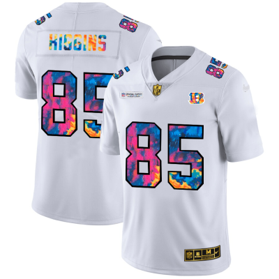 Cincinnati Bengals #85 Tee Higgins White Nike Multi-Color 2020 NFL Crucial Catch Limited NFL Jersey