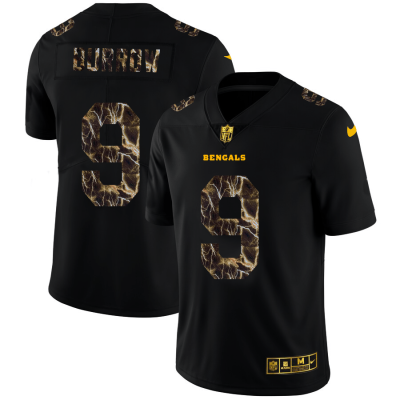 Cincinnati Bengals #9 Joe Burrow Black Nike Flocked Lightning Vapor Limited NFL Jersey