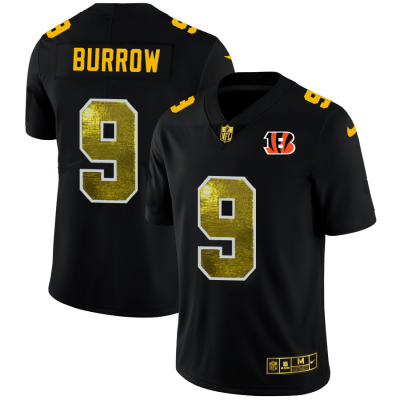 Cincinnati Bengals #9 Joe Burrow Black Nike Golden Sequin Vapor Limited NFL Jersey