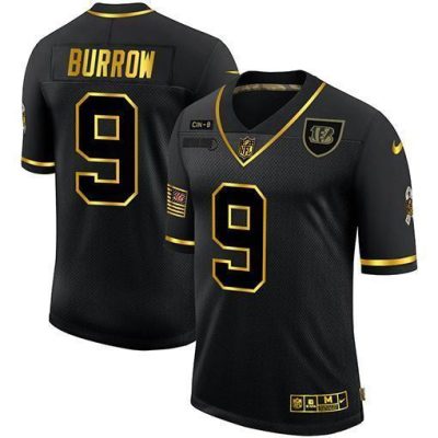 Cincinnati Bengals #9 Joe Burrow Nike 2020 Salute To Service Golden Limited NFL Jersey Black
