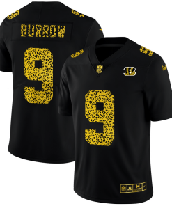 Cincinnati Bengals #9 Joe Burrow Nike Leopard Print Fashion Vapor Limited NFL Jersey Black