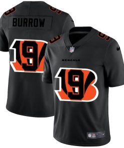 Cincinnati Bengals #9 Joe Burrow Nike Team Logo Dual Overlap Limited NFL Jersey Black