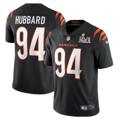 Cincinnati Bengals #94 Sam Hubbard Black Super Bowl LVI Patch Nike Vapor Limited Jersey