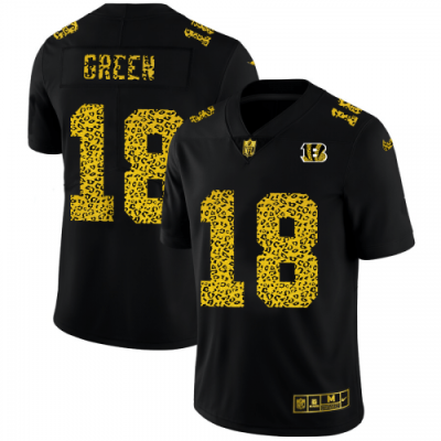 Cincinnati Cincinnati Bengals #18 A.J. Green Nike Leopard Print Fashion Vapor Limited NFL Jersey Black