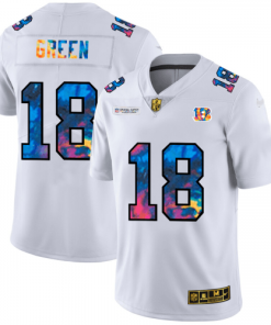 Cincinnati Cincinnati Bengals #18 A.J. Green White Nike Multi-Color 2020 NFL Crucial Catch Limited NFL Jersey