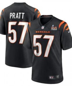 Cincinnati Cincinnati Bengals #57 Germaine Pratt Black Super Bowl LVI Patch Nike Game Jersey
