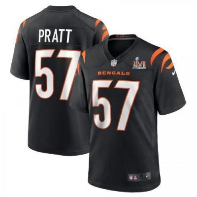 Cincinnati Cincinnati Bengals #57 Germaine Pratt Black Super Bowl LVI Patch Nike Game Jersey