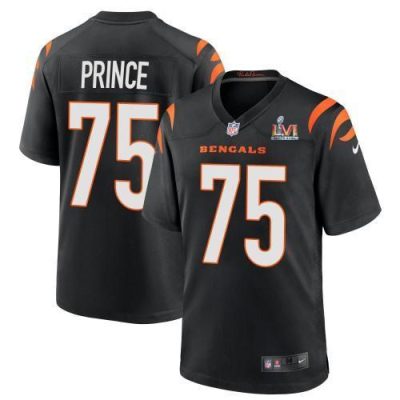 Cincinnati Cincinnati Bengals #75 Isaiah Prince Black Super Bowl LVI Patch Nike Game Jersey