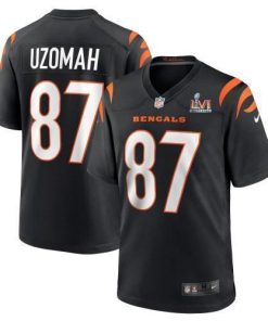 Cincinnati Cincinnati Bengals #87 C.J. Uzomah Black Super Bowl LVI Patch Nike Game Jersey