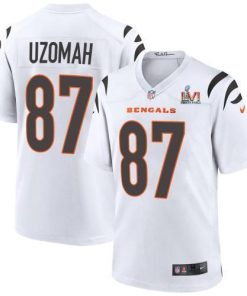 Cincinnati Cincinnati Bengals #87 C.J. Uzomah White Super Bowl LVI Patch Nike Game Jersey