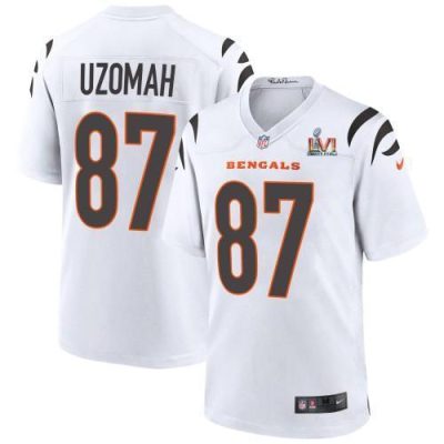 Cincinnati Cincinnati Bengals #87 C.J. Uzomah White Super Bowl LVI Patch Nike Game Jersey
