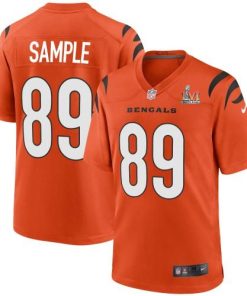 Cincinnati Cincinnati Bengals #89 Drew Sample Orange Super Bowl LVI Patch Nike Alternate Game Jersey