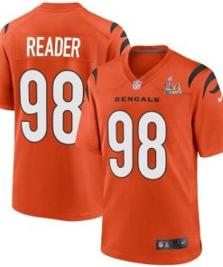 Cincinnati Cincinnati Bengals #98 D.J. Reader Orange Super Bowl LVI Patch Nike Alternate Game Jersey