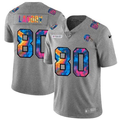 Cleveland Browns #80 Jarvis Landry Nike Multi-Color 2020 NFL Crucial Catch NFL Jersey Greyheather