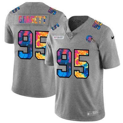 Cleveland Browns #95 Myles Garrett Nike Multi-Color 2020 NFL Crucial Catch NFL Jersey Greyheather