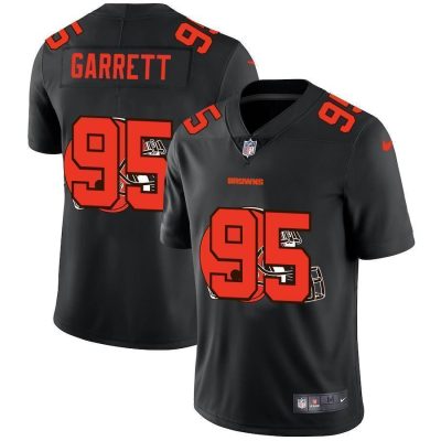 Cleveland Browns #95 Myles Garrett Nike Team Logo Dual Overlap Limited NFL Jersey Black