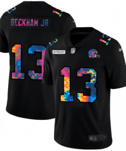 Cleveland Cleveland Browns #13 Odell Beckham Jr. Nike Multi-Color Black 2020 NFL Crucial Catch Vapor Untouchable Limited Jersey