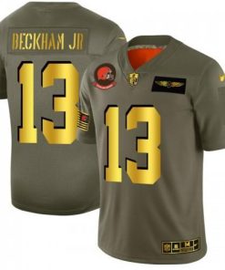 Cleveland Cleveland Browns #13 Odell Beckham Jr. NFL Nike Olive Gold 2019 Salute to Service Limited Jersey