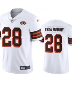 Cleveland Cleveland Browns #28 Jeremiah Owusu-Koramoah Nike 1946 Collection Alternate Vapor Limited NFL Jersey - White