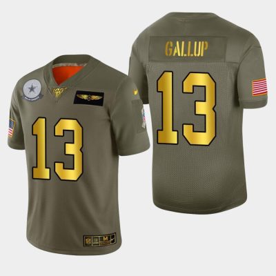 Dallas Cowboys #13 Michael Gallup Nike Olive Gold 2019 Salute To Service Limited NFL 100 Jersey