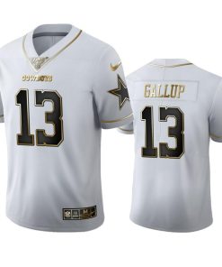 Dallas Cowboys #13 Michael Gallup Nike White Golden Edition Vapor Limited NFL 100 Jersey