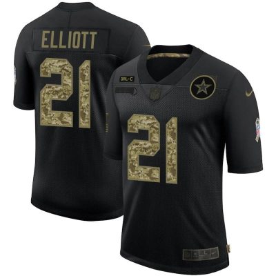 Dallas Cowboys #21 Ezekiel Elliott Nike 2020 Salute To Service Camo Limited NFL Jersey Black